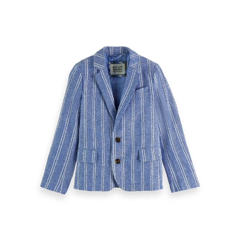 ---Scotch Shrunk Blue Stripe Linen Blazer