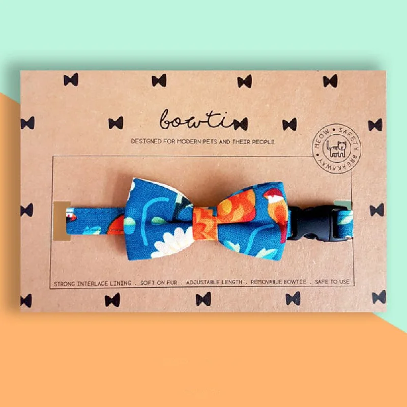 ---Bowtix Handmade Dog Collar With Removable Bowtie - Kotoritachi (Teal)