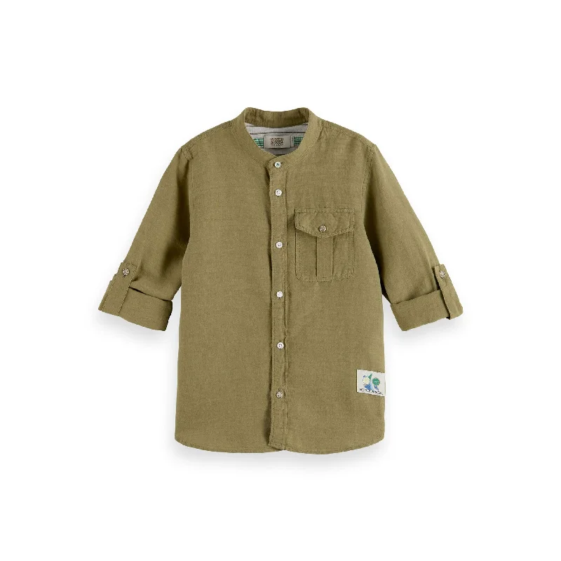 - Foldable and portable cat bagScotch Shrunk Khaki Linen Long Sleeve Shirt