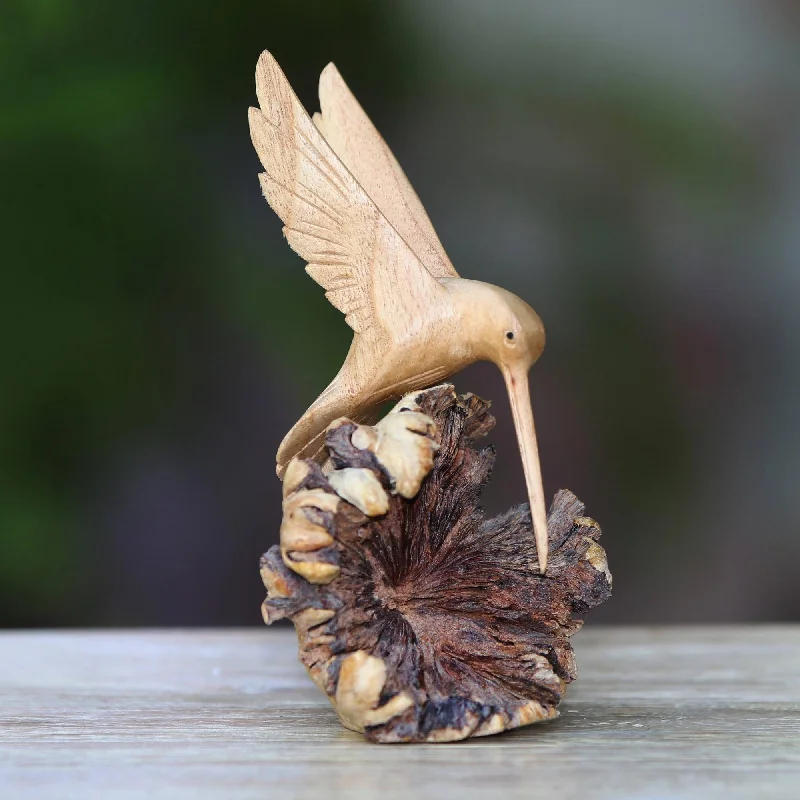 - Pet water dispenser UV sterilization versionHummingbird Joy Hand-Carved Jempinis Wood Flying Hummingbird Sculpture