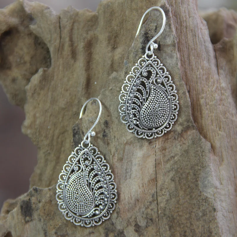 - Cat nail clippers with LED lightsPeacock Arabesque Handcrafted Sterling Silver Dangle Earrings