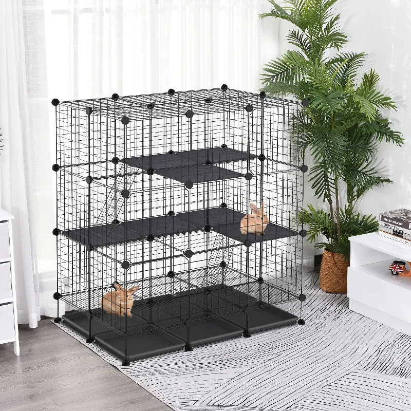   . **Cat collar bell model**PawHut Steel 3-Tier Small Animal Playpen Cage Black