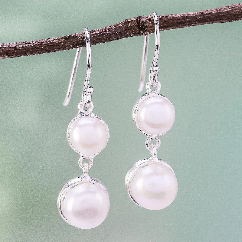 - Automatic temperature adjustment cat bedDouble Moons Dangle Earrings with White Cultured Pearls from Thailand