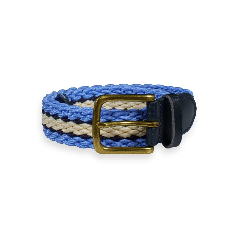 ---Scotch Shrunk Blue Stripe Elasticated Belt