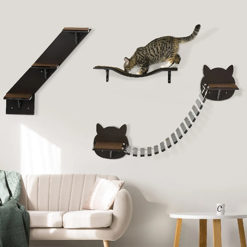  . **Cat backpack space capsule**PawHut 3-Piece Wall-mounted Cats Shelves