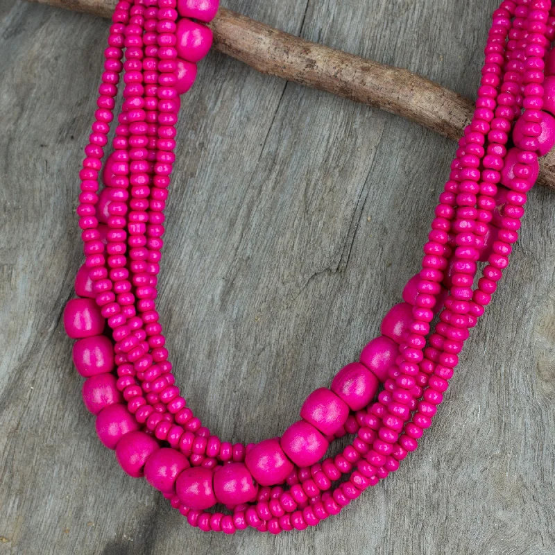 - Organic cotton dog bibsTropical Dance Fair Trade Long Wood Beaded Hot Pink Strand Necklace