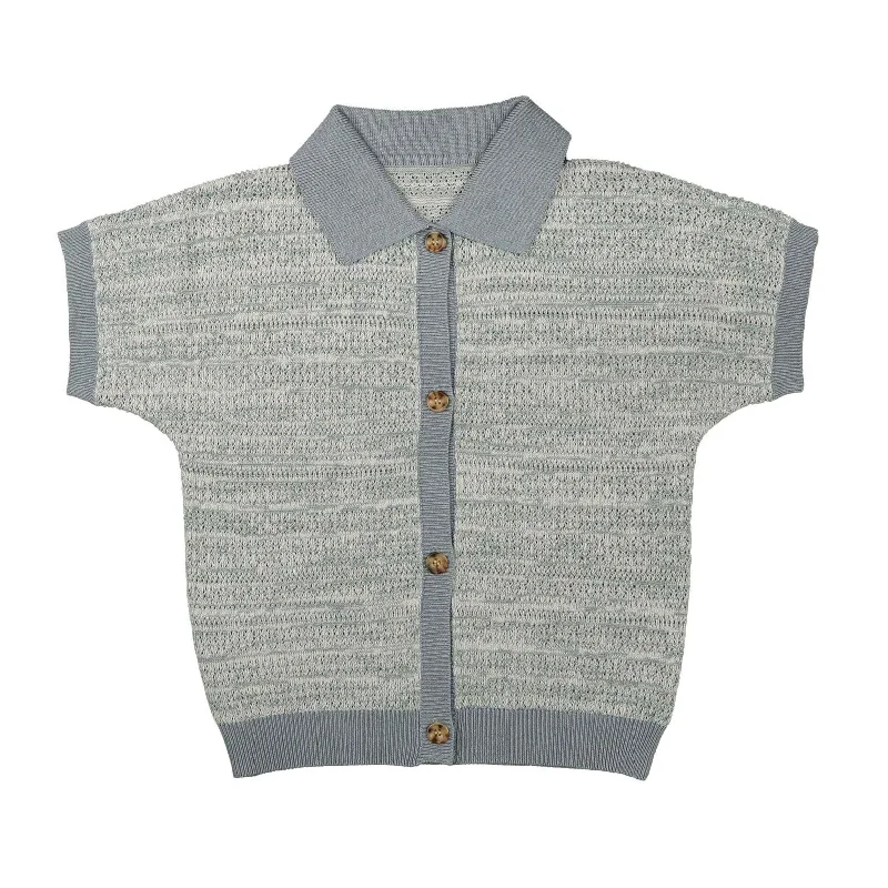 - Pet fence foldable indoorNoma Powder Blue Marled Textured Stripes Button Short Sleeve Knit