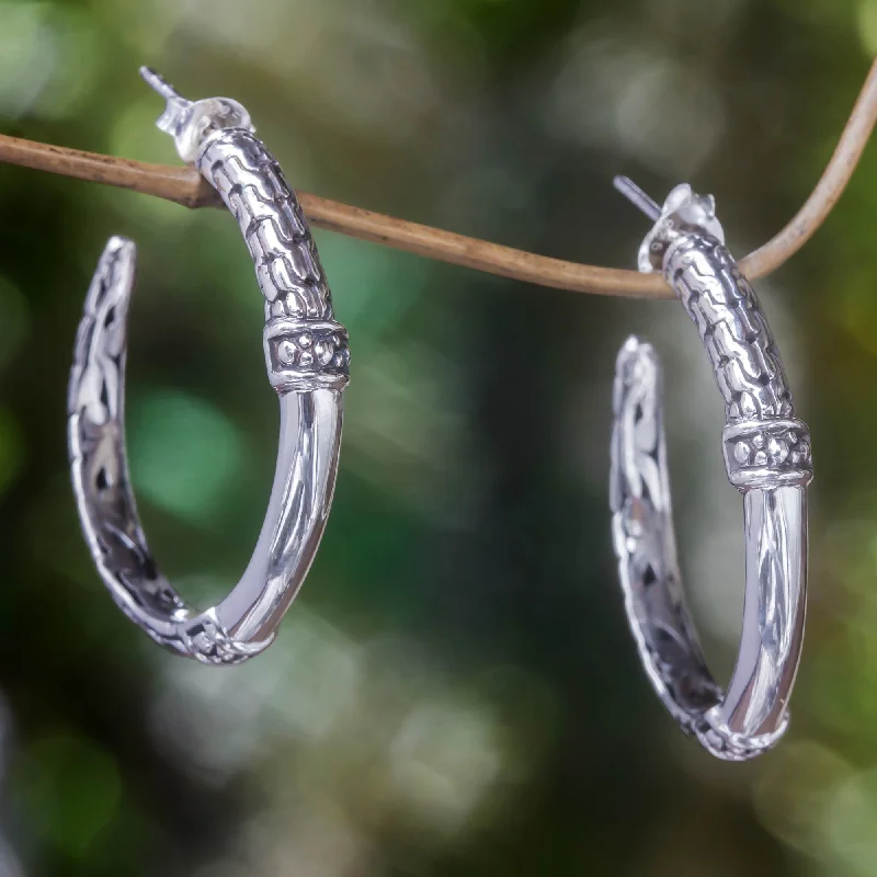 - Winter dog thick down jacketSerpent Bone Sterling Silver Half Hoop Earrings