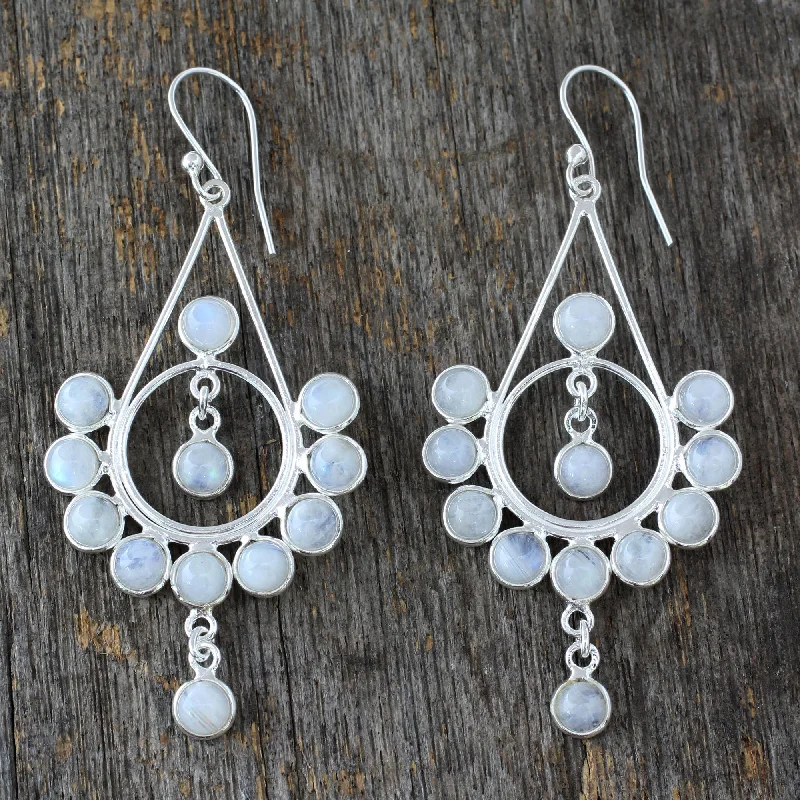 - ​​Christmas pet Christmas clothingCircles Rainbow Moonstone Silver Earrings Handmade