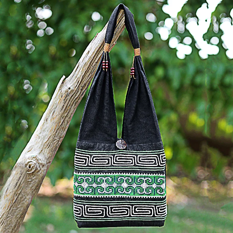 - Durable nylon dog leash wholesaleForest Colors 100% Cotton Green Black Embroidered Shoulder Bag Thailand