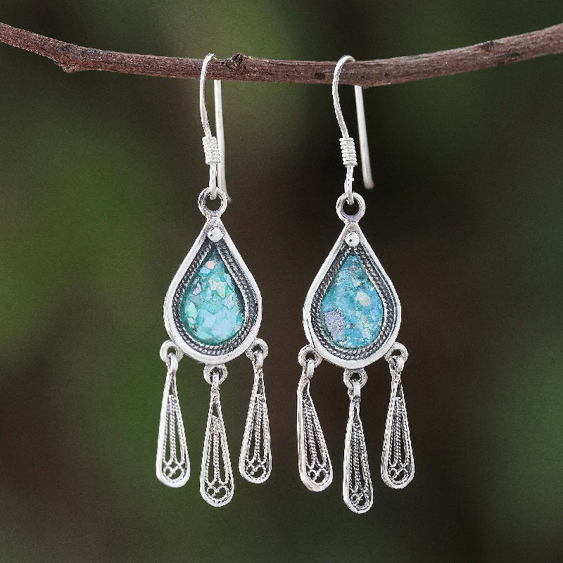 - Cat stress soothing sprayAncient Rain Drop-Shaped Roman Glass Chandelier Earrings from Thailand