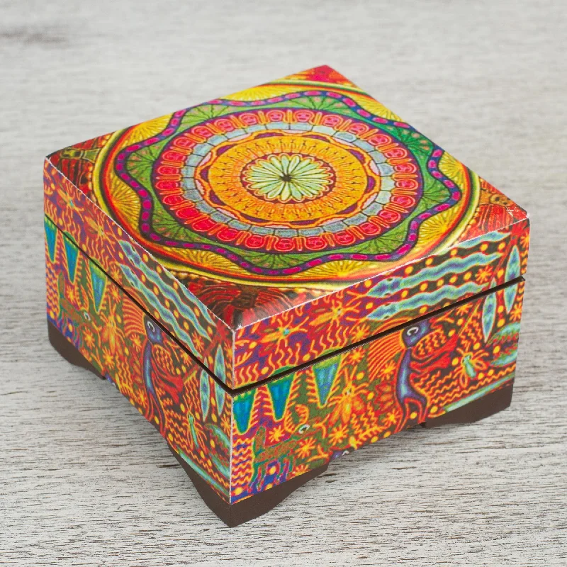 - Pet fence foldable indoorHuichol Mandala Petite Pinewood Decoupage Box with Huichol Icons