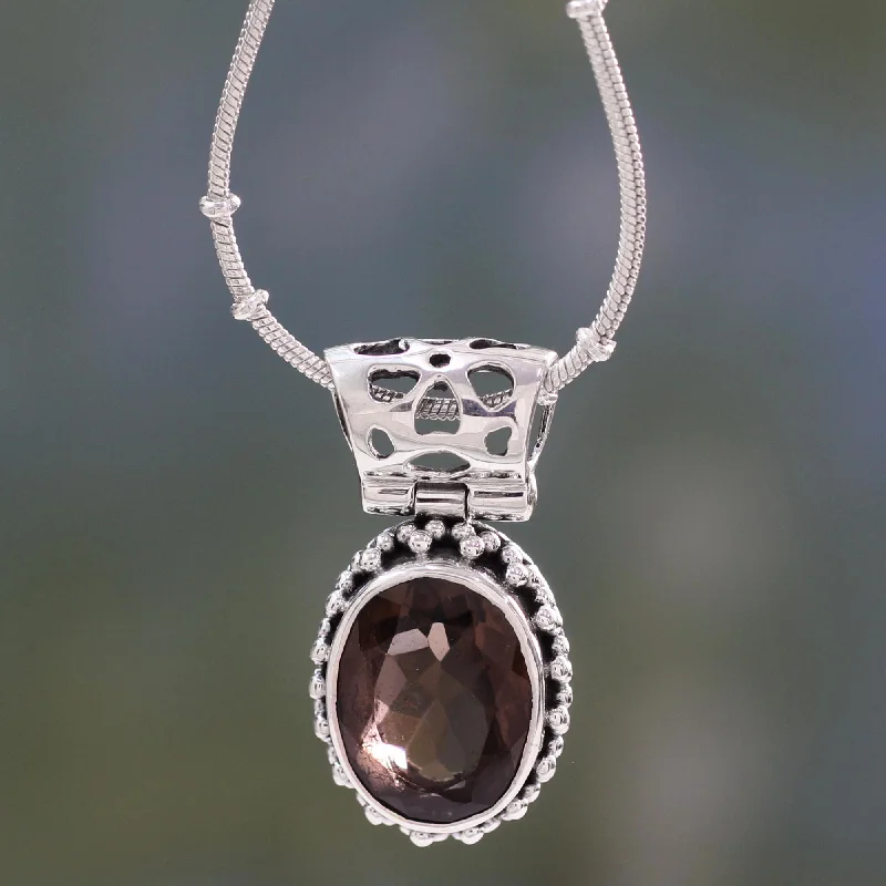 - ​​Christmas pet Christmas clothingElegant Mystique Smoky Quartz Medallion in Sterling Silver Necklace