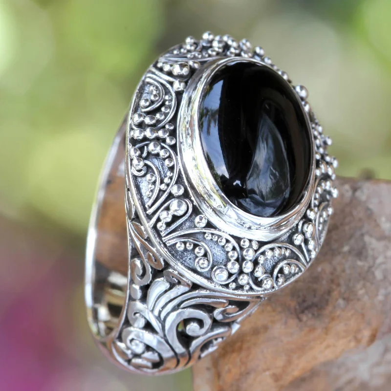 - Pregnant cat delivery room warming boxMidnight Intrigue Onyx Cabochon and Sterling Silver Cocktail Ring from Bali