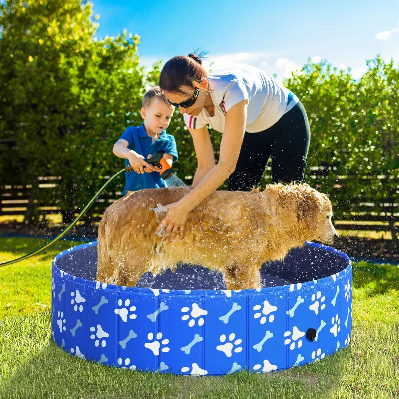  . **Dog paw cream is winter**PawHut Foldable Dog Paddling Pool Pet Cat Swimming Pool Indoor/Outdoor Collapsible Bathing Tub Shower Tub Puppy ?120 × 30H cm L Sized