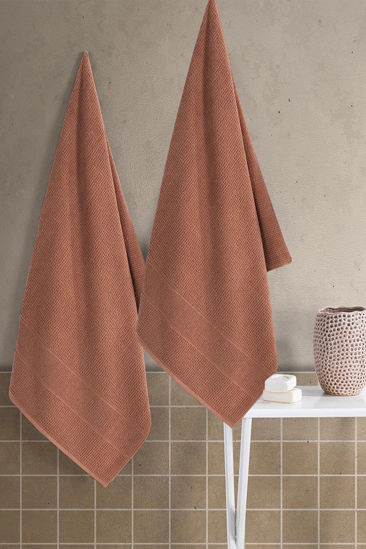 ---Zeynep Textile Bathroom Brown 70x140 Cm 2-Piece 100% Cotton Towel