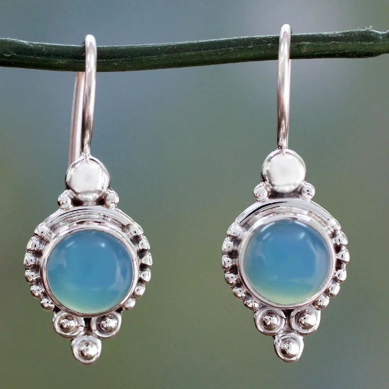 - Chinchilla cooling ice nest ceramic plateOcean Sky Classic India Jewelry Silver Earrings with Chalcedony