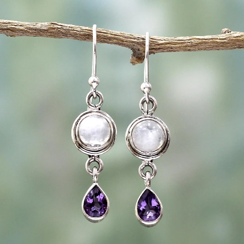 - Pregnant cat delivery room warming boxPurple Droplets Amethyst Rainbow Moonstone Dangle Earrings from India