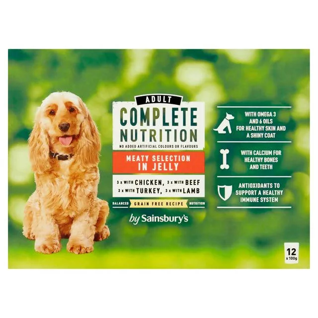 - Pet tear stain cleaning wipesSainsbury's Complete Nutrition Adult Dog Food Meat Selection in Jelly 12 x 100g