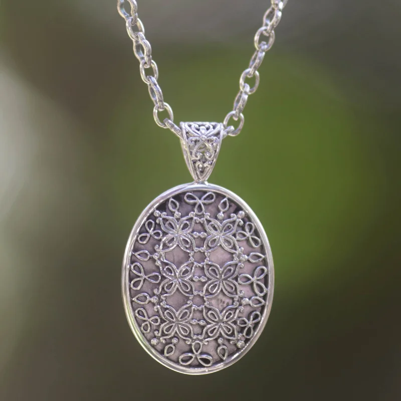 ---Jasmine at Night Sterling silver pendant necklace