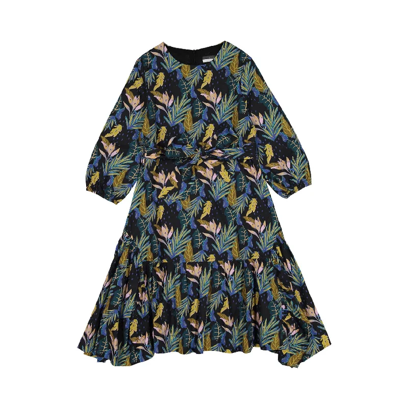 - Degradable pet feces bagROWE Leaf Print Dress