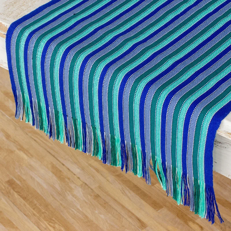 - Cat anti-jump window safety netOcean Memory Blue and Green Striped 100% Cotton Table Runner