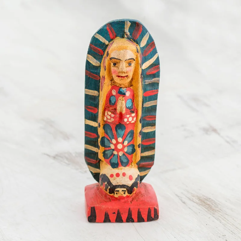 - Pet tear stain cleaning wipesMiracle of Guadalupe Hand Painted Pinewood Virgin Figurine from Guatemala