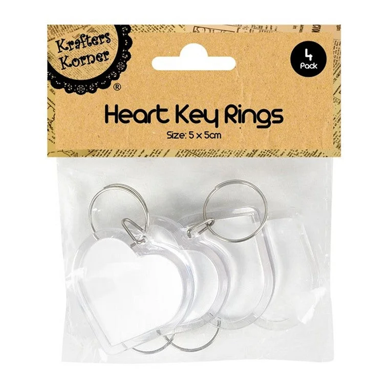 ---Heart Key Rings, 4pk