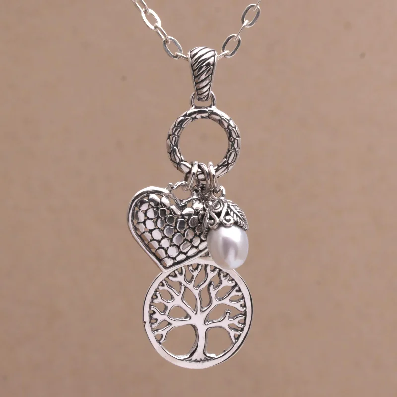 - Pet monitor with cameraLove in the Forest Heart and Tree Cultured Pearl Pendant Necklace from Bali