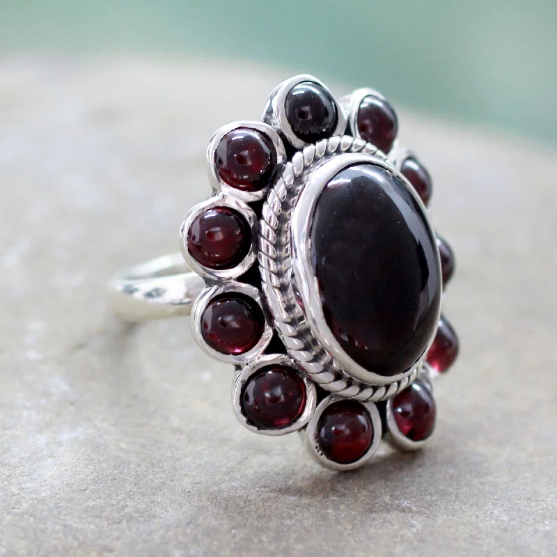 - Parrot climbing and standing wooden frameScarlet Petals Floral Jewelry Sterling Silver and Garnet Ring