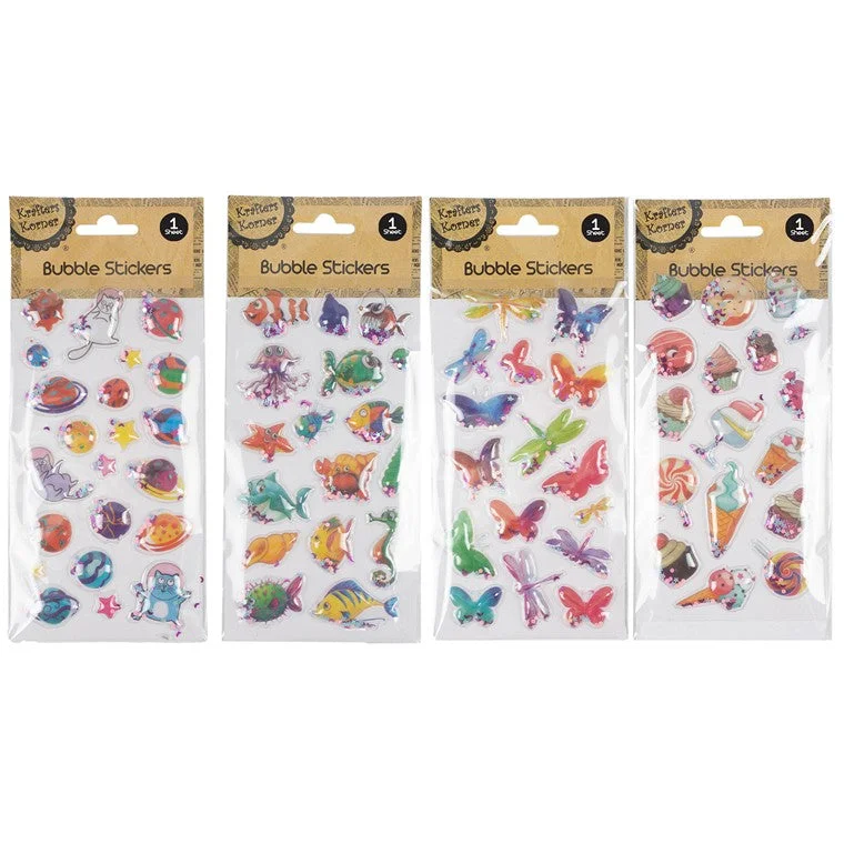 Pet ProductsBubble Stickers w/ Sequins, 4 Asstd Designs