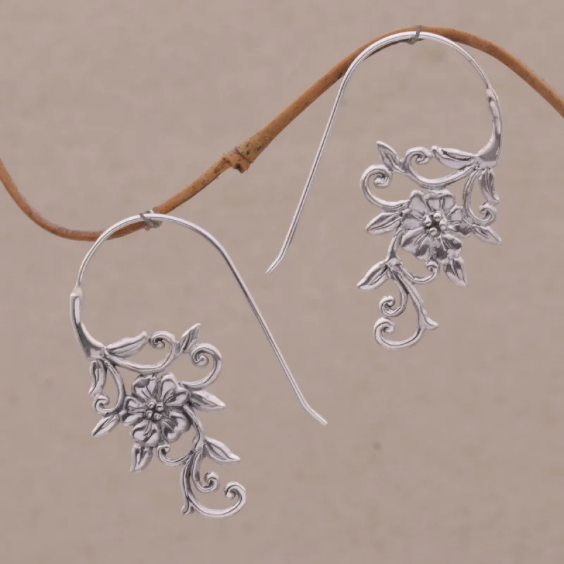 - ​​Christmas pet Christmas clothingFloral Vines Indonesian Handmade Sterling Silver Flower Drop Earrings