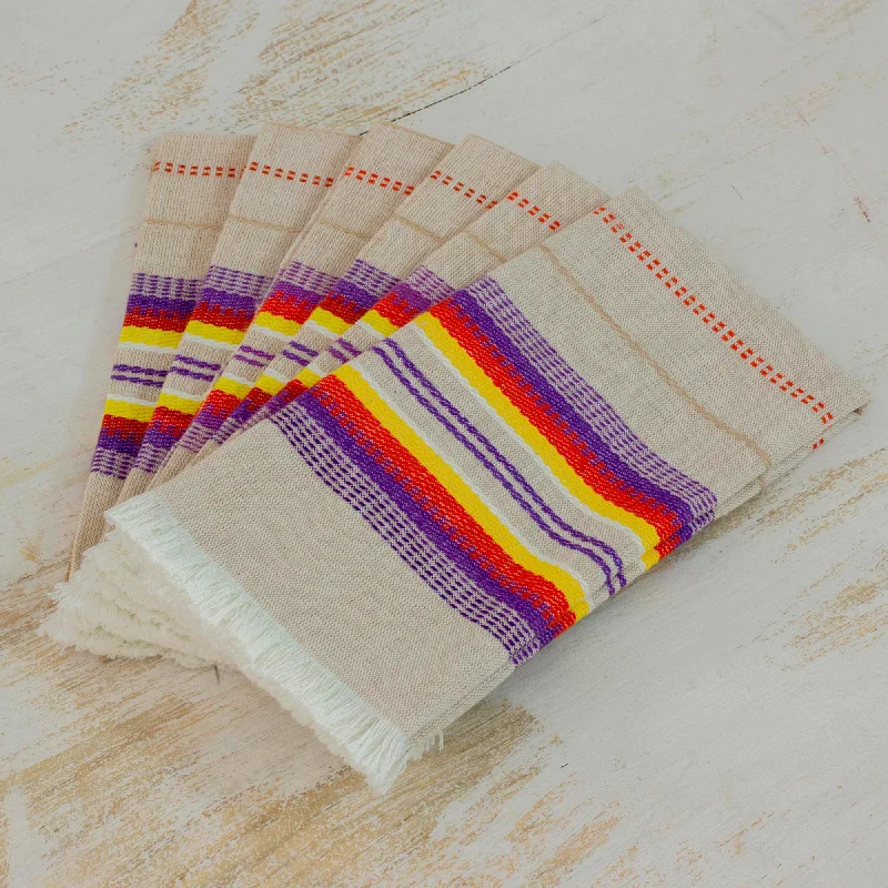 - Custom pet birthday cakeSunset Dinner Striped 100% Cotton Napkins from Guatemala (Set of 6)