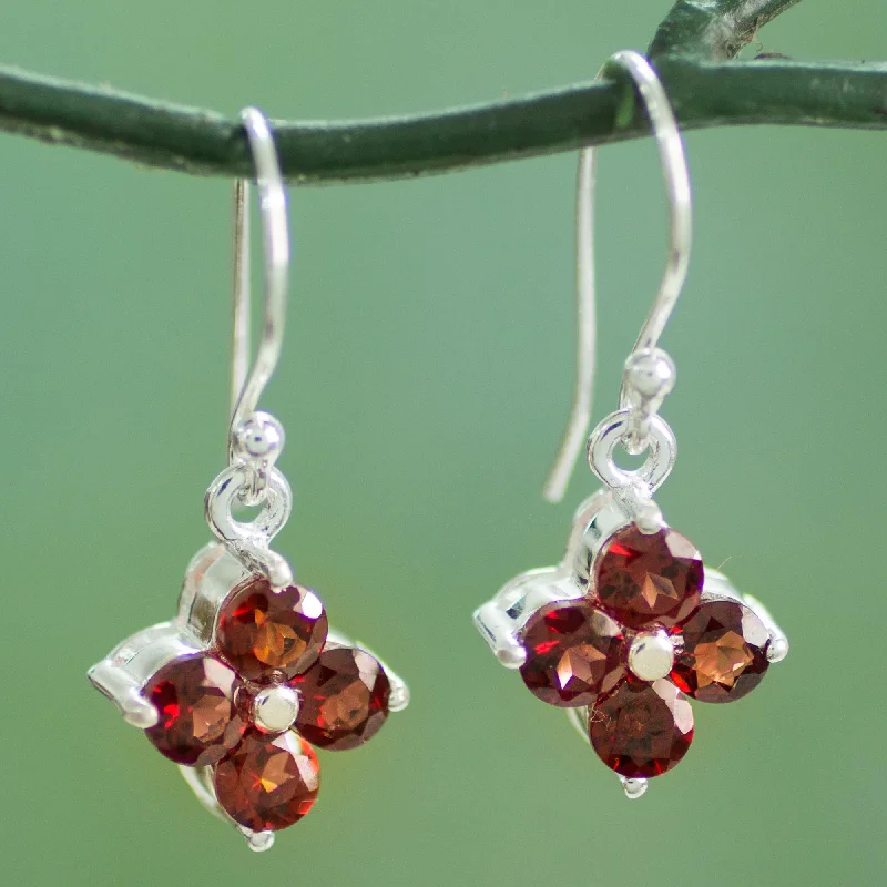 - Dog heart rate monitoring collarPetite Petals Artisan Crafted Floral Garnet Dangle Hook Earrings