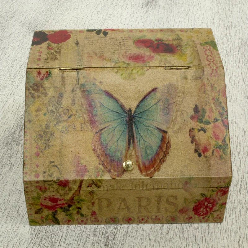 - Solid wood cat climbing frame customizedButterfly Enchantment Floral Decoupage Box with Butterflies and Hidden Drawer