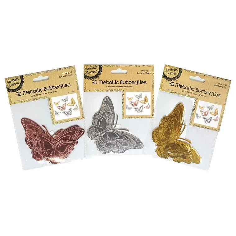 - Pet monitor with camera3D Metallic Butterflies, 12pk, 3 Asstd Colours