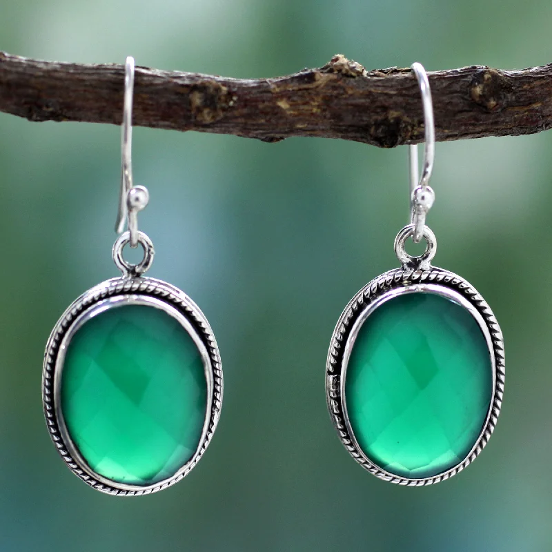 - Cat anti-jump window safety netLuscious Green Green Onyx Earrings in Sterling Silver Handmade in India