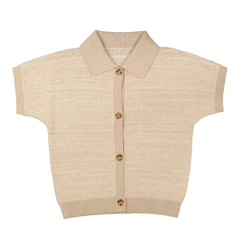  -Non-contact cat thermometerNoma Sand Marled Textured Stripes Button Short Sleeve Knit