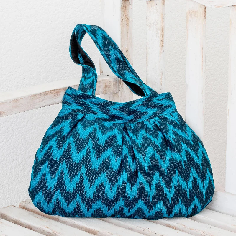 - Air box TSA certified check-inMidnight Blue Zigzag Handcrafted Blue Cotton Shoulder Bag Lined