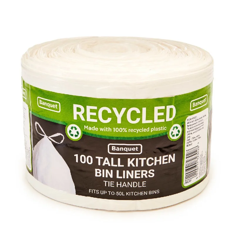 - Organic cotton dog bibsBanquet Recycled Tie Handle Tall Kitchen Bin Liners, 100 Bags