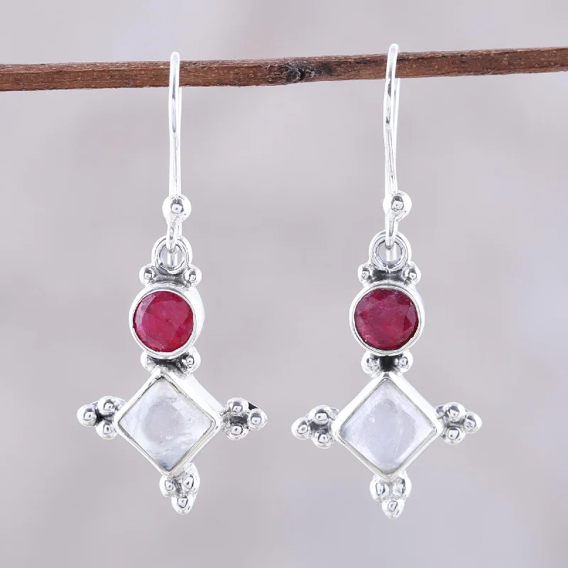 - Degradable pet feces bagOpulent Stars Pink Agate and Rainbow Moonstone Star Dangle Earrings