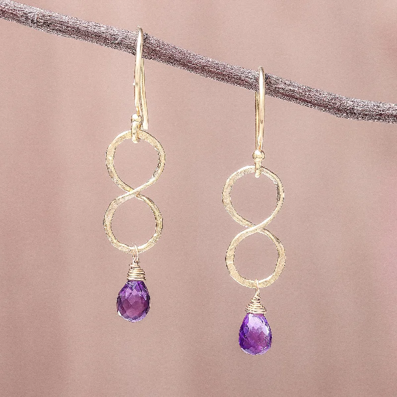 - Foldable and portable cat bagPurple Infinity Gold Plated Amethyst Infinity Dangle Earrings from Thailand