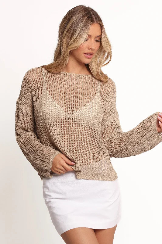 - Natural latex pet mattressDesiree Open Weave Knit Sweater - Beige