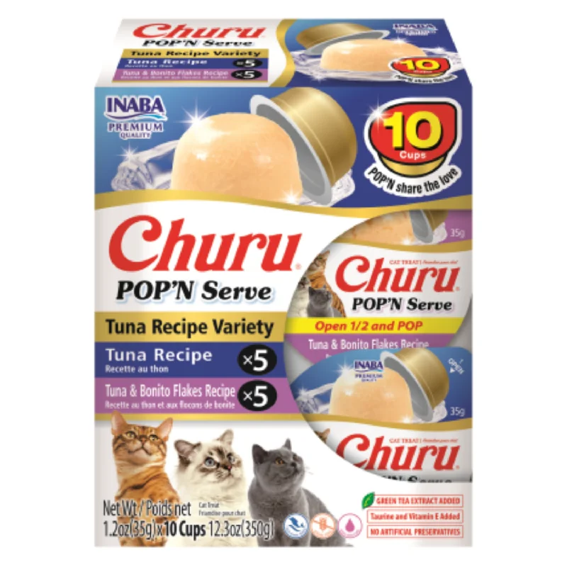  . **Ingredient-Related**  Likable Cat Treat - CHURU POP'N SERVE - Tuna Recipe Variety - 1.2 oz cup, 10 ct