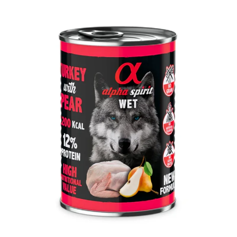  -Chicken-flavored dog foodAlpha Spirit Turkey with Pear Wet Dog Food