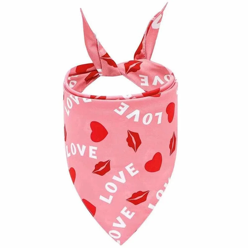 Classification by pet type:KUTKUT Valentines Day Dog Bandana | Reversible Dog Triangle Scarf | Dog Wedding Bandana Heart Love Print Pet Kerchief Accessories for Large Medium Small Dogs Cats Pets (Size: 70 x 48 x 48 cm)