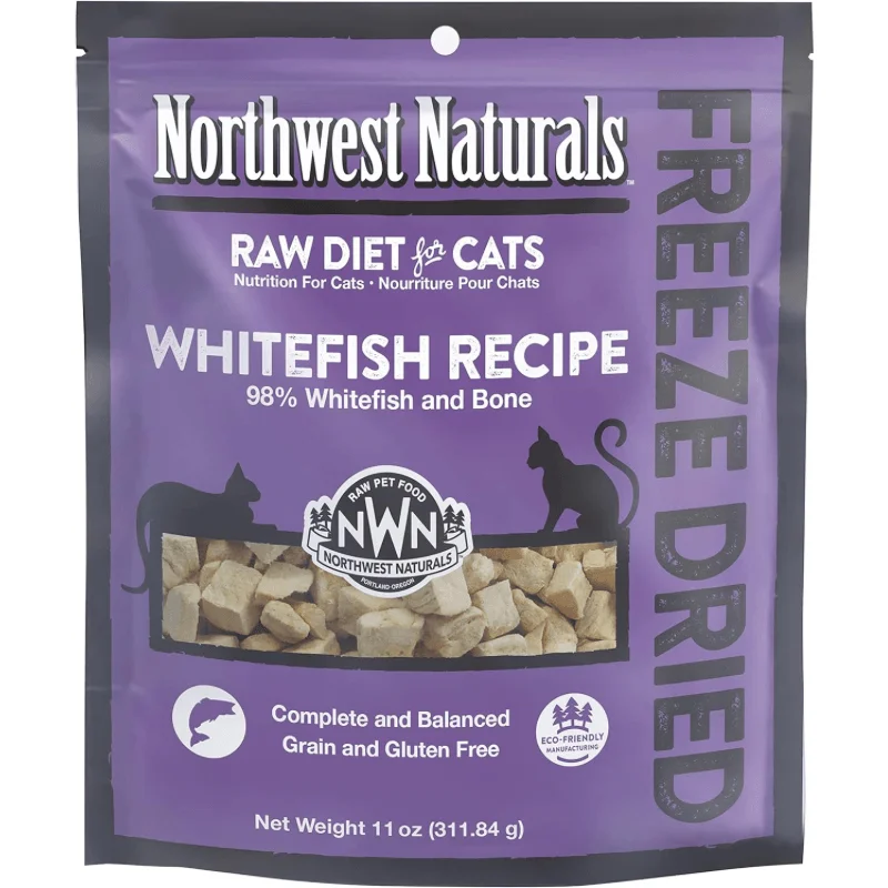    - Cat food for spayed/neutered cats  *(Best By 2025-04-13)* Freeze Dried Cat Food - Nibbles - Whitefish Recipe - 11 oz