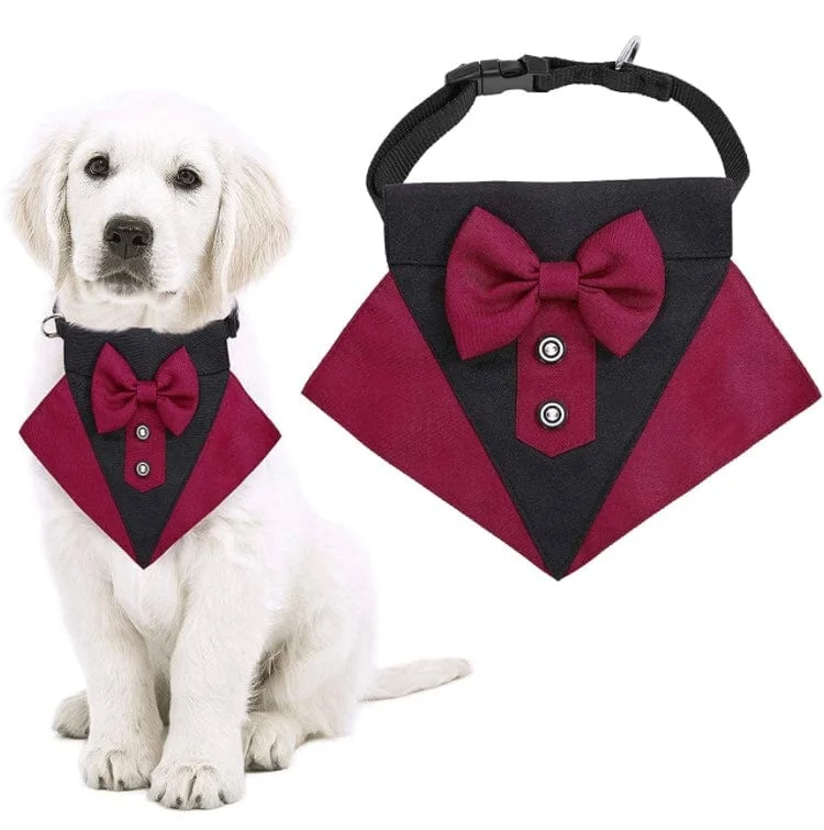 Large dog clothesKUTKUT Formal Dog Tuxedo Bandana | Dog Wedding Bandana, Adjustable Dog Bowtie Collar Bandana, Adjustable Neckerchief for Small Dogs & Cats.