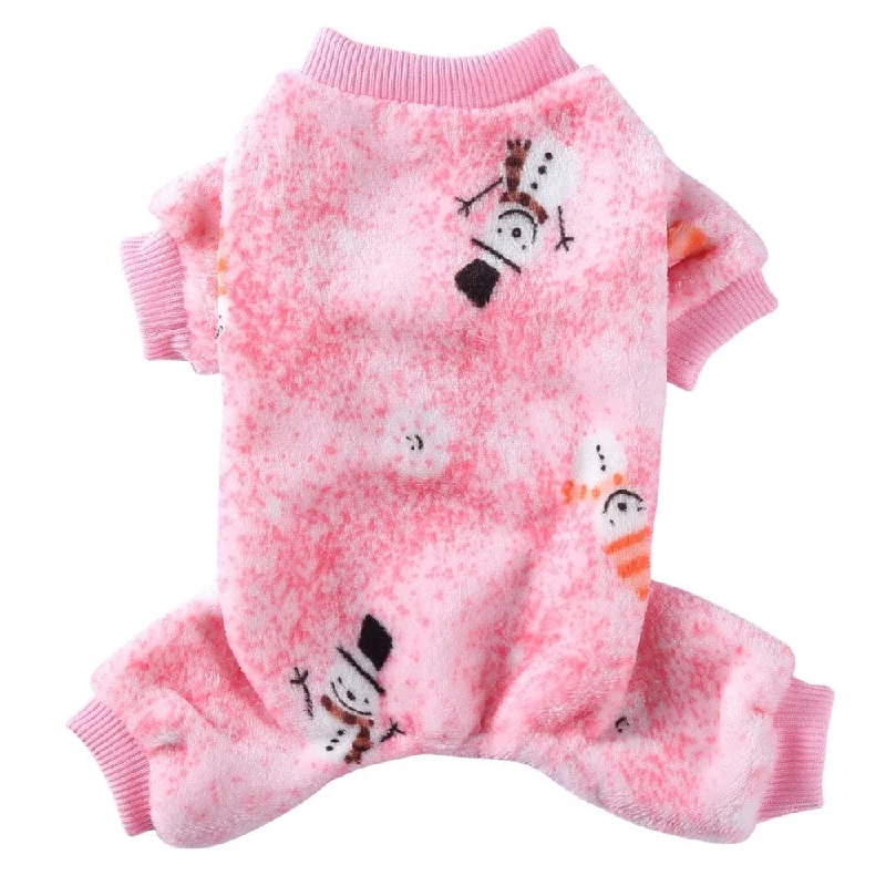 Combined with specific occasions:KUTKUT Dog Pajamas Coat Cat Jumpsuit Soft Velvet Doggie Jumpers Onesies Jammies Fleece Cat Apparel Pet Clothes Warm Flannel Cold Weather Puppy Small Dogs Rompers (Pink)