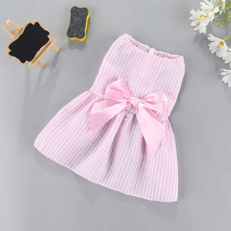 Pet rehabilitation recovery clothes (such as post-operative clothes)KUTKUT Small Dog Dress Girl Puppy Clothes Female Princess Tutu Striped Skirt Summer Shirt for Shih tzu, Maltese Cat Pet Apparel Outfits  ( Pink)